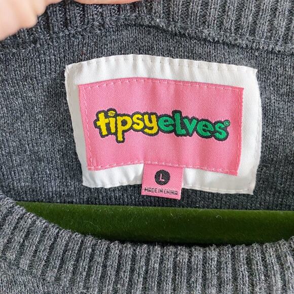 Tipsy Elves Gray Too Lit Light Up Ugly Christmas Sweater Women's Size Large EUC - Picture 6 of 9